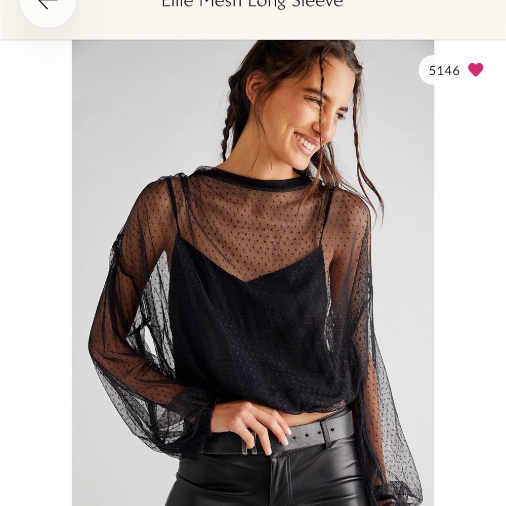 Free People Sheer Black Mesh Blouse